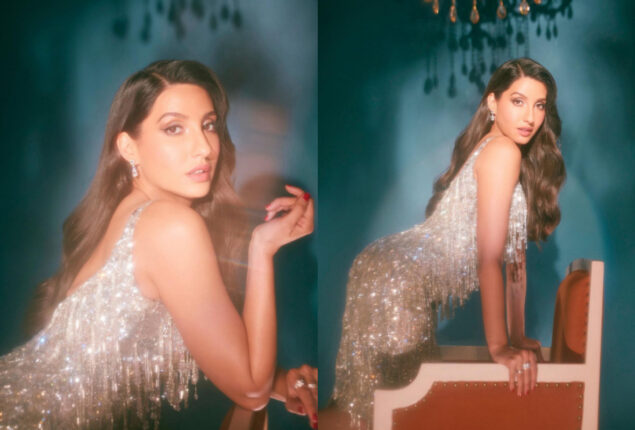 Nora Fatehi looks glamourous in silver sequined dress