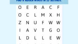 Word Search Puzzle: Find 6 words in the image in 23 seconds