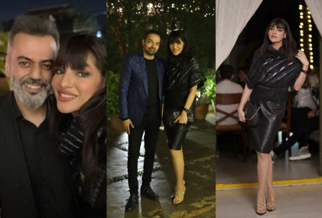 Zhalay Sarhadi Looks resplendent in a black leather skirt