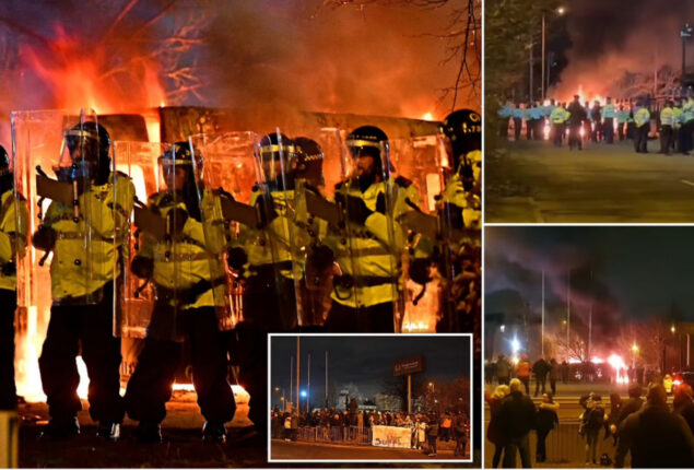 Violence outside a British hotel for asylum seekers leads to 15 arrests