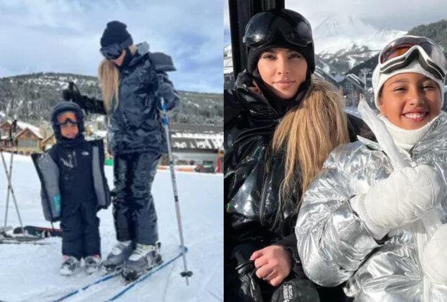 Kim Kardashian posts cute images of her family’s Ski vacation