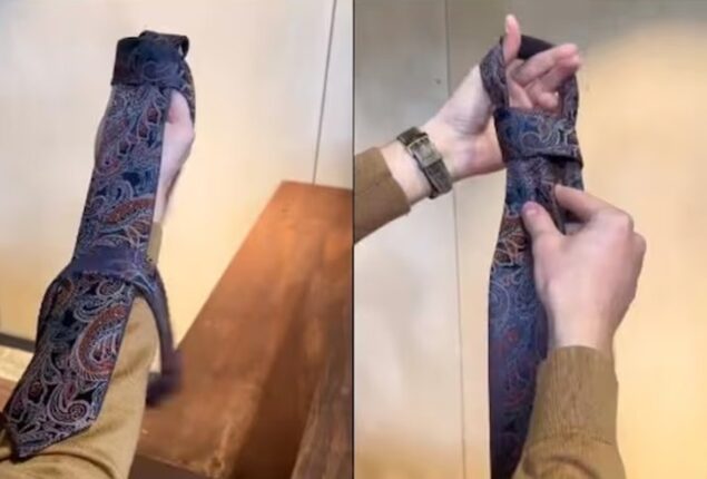 Tutorial of tying a tie within seconds goes viral