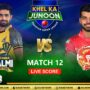 PSL 8 Live Score Update | Peshawar Zalmi vs Islamabad United Live Score | PZ vs IU Match 12