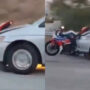 Viral video shows vehicle dragging motorbike with no sign of rider