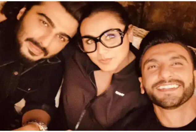 Ranveer Singh and Arjun Kapoor take a selfie with ‘Mrs Chatterjee’
