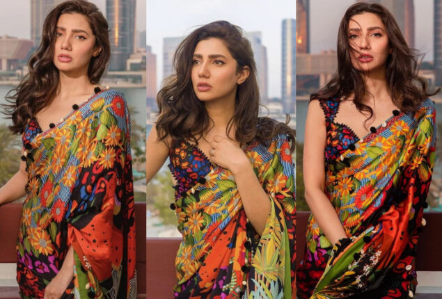 Mahira Khan looks splendid in colorful saree
