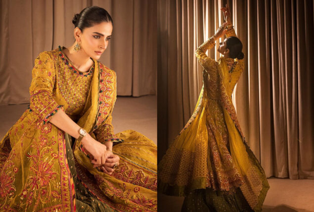 Saba Qamar exudes elegance in traditional mustard jora