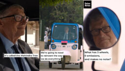 Bill Gates travelling in electric auto rickshaw