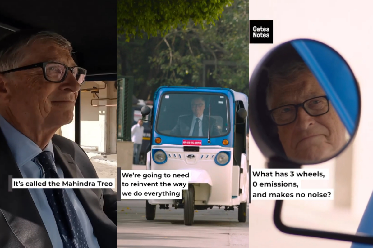 Bill Gates travelling in electric auto rickshaw