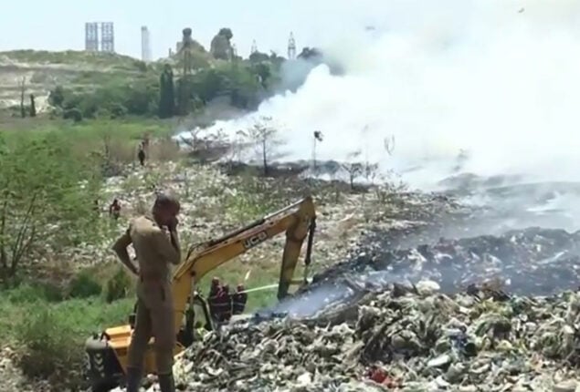 One of India’s trash mountains is on fire again in Kochi