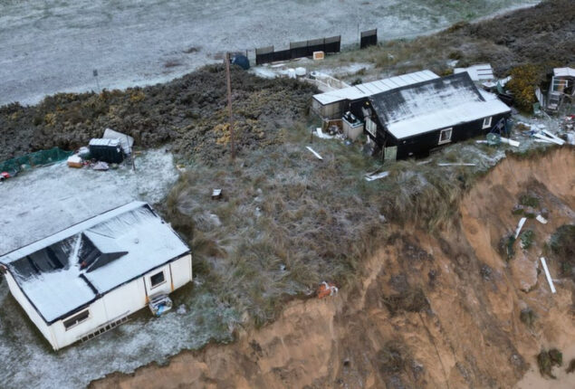 Demolition of homes on clifftops under danger begins in Hemsby