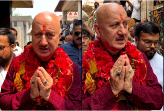 Anupam Kher visits the temple to pray for Satish Kaushik