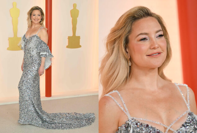 2023 Oscars: Kate Hudson wows in silver mermaid dress