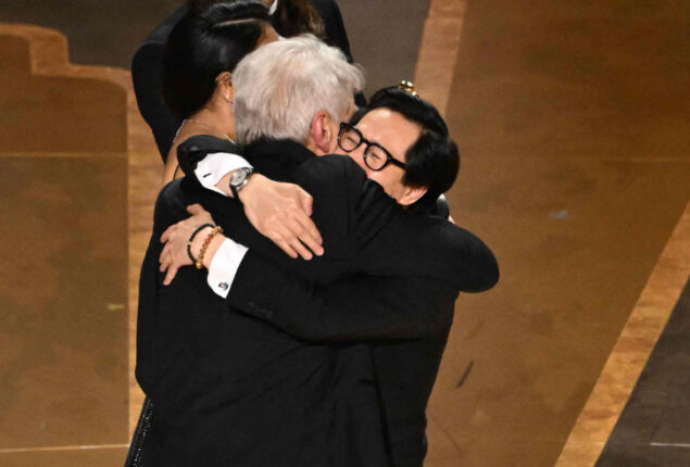 2023 Oscars: Harrison Ford congratulates Ke Huy Quan as Everything Everywhere All At Once wins Best Picture