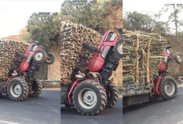 Overloaded tractor