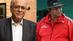 PCB Chairman Najam Sethi congratulates Ahsan Raza