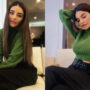 Sadia Khan looks gorgeous in a green crop top and high-waisted black pants