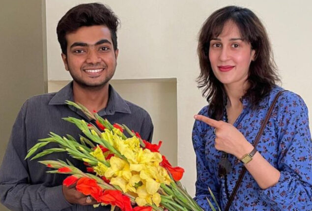 Mira Sethi meets the boy who confronted misogynistic reporter at Aurat March