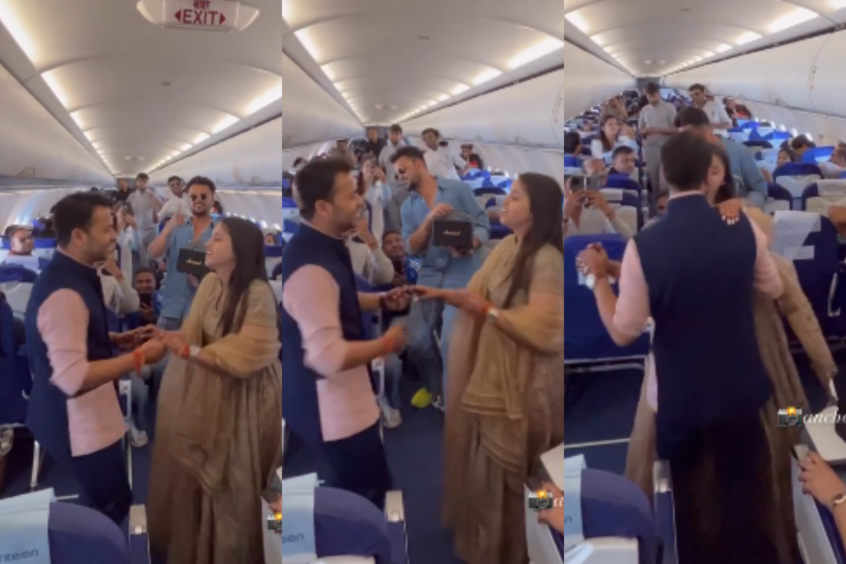 Couple dancing on flight