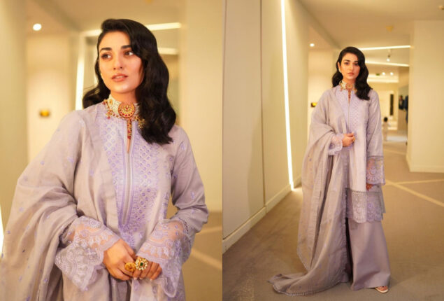 Sarah Khan looks drop dead gorgeous in lilac traditional outfit