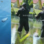 Watch: Man is fishing in knee-deep water when crocodile’s head rubs against his leg; viral