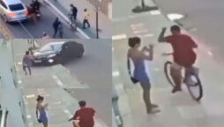 Watch viral: Young woman is struck by car and biker steals her phone