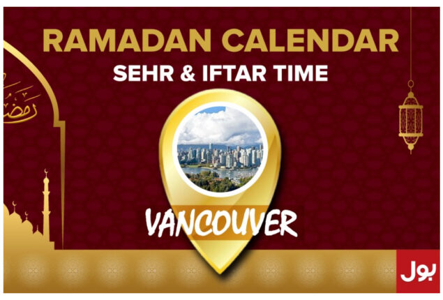 Ramadan Calendar Vancouver 2023