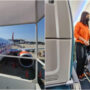Akasa Air flight attendant wearing sneakers rather than heels