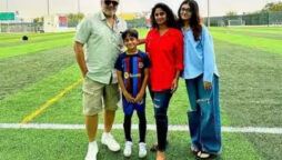 Ajith Kumar poses while on vacation with his wife and children