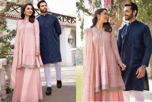 Yumna Zaidi and Wahaj Ali featured in Maria B Eid Collection