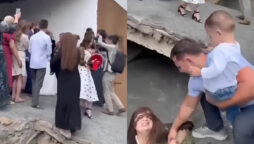 Woman falls into drain