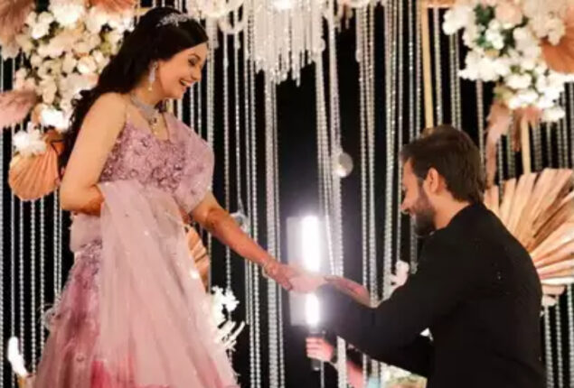 Swini Khara of Cheeni Kum gets a peck on the cheek from her fiance