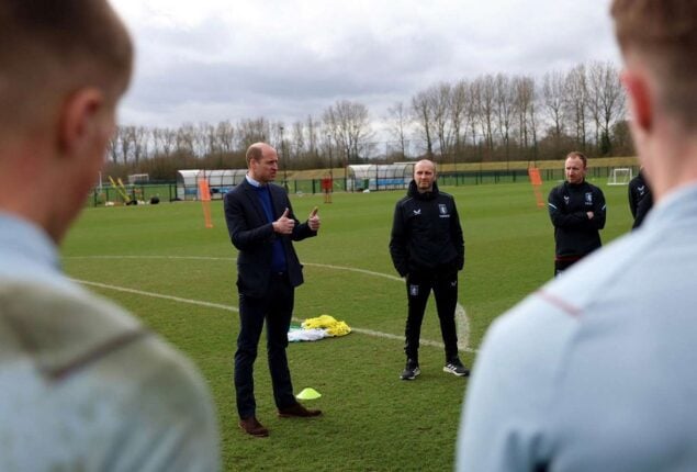 Prince William Sees Favorite Soccer Team at Aston Villa Football Club’s Training Facilities