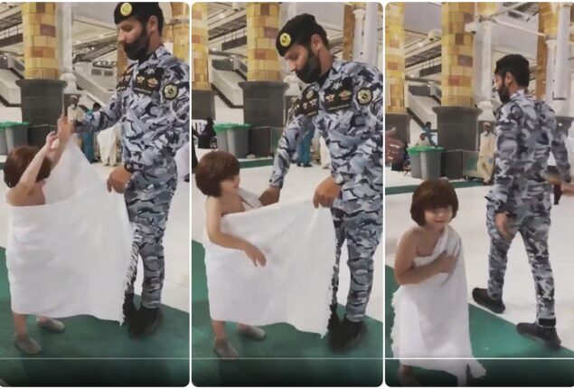VIDEO: Saudi policeman helps child put on Ihram