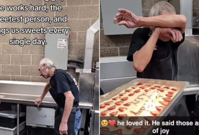 US Restaurant Employees Surprise Elderly Colleague