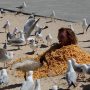 Man Escapes Seagull Chase While Eating Chips