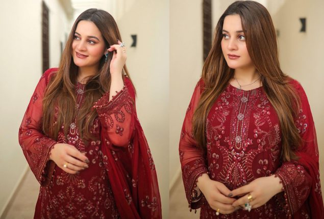 Aiman Khan Radiates Charm In Red Ethnic Attire: Photos