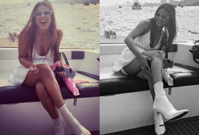 Nia Sharma embarks on a fashionable yacht journey, donning an elegant midi dress with a plunging necklineNia Sharma embarks on a fashionable yacht journey, donning an elegant midi dress with a plunging neckline