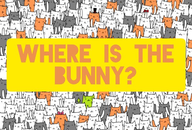 Brain Teaser: Can you spot the white rabbit in the sea of cats?