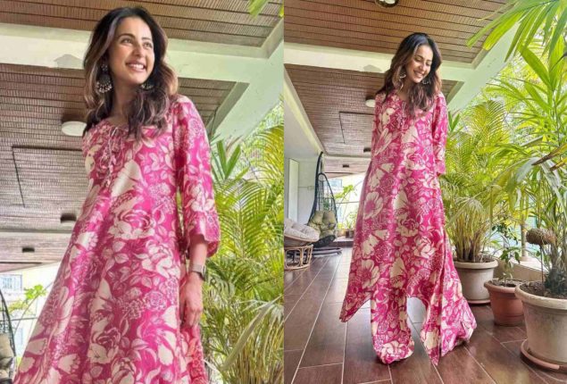 Rakul Preet Singh looks stunning in pink floral kurta