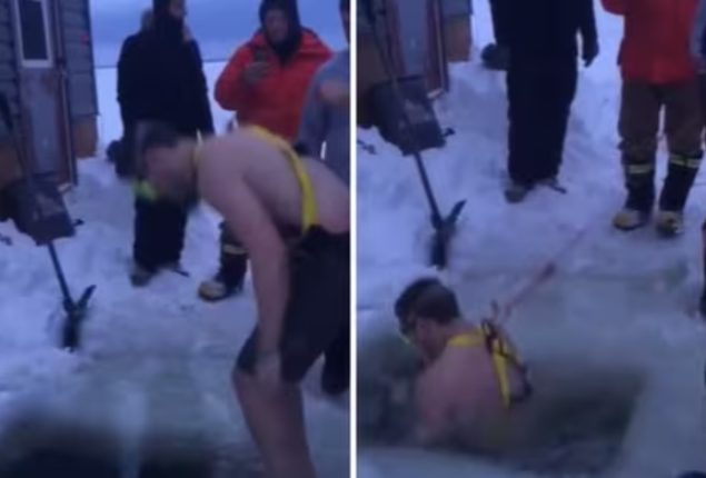 Man jumps in freezing lake to save friend's phone