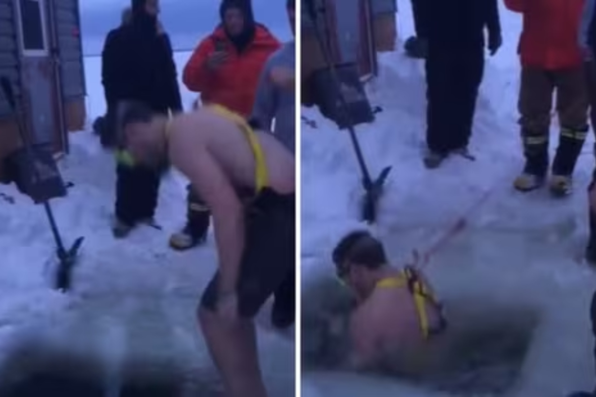 Man jumps in freezing lake to save friend's phone