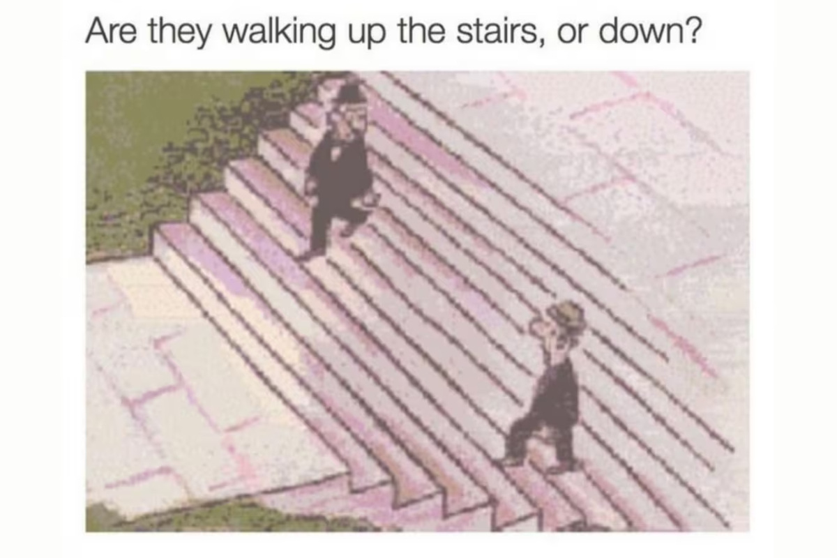 Optical illusion: Are they walking up or down?