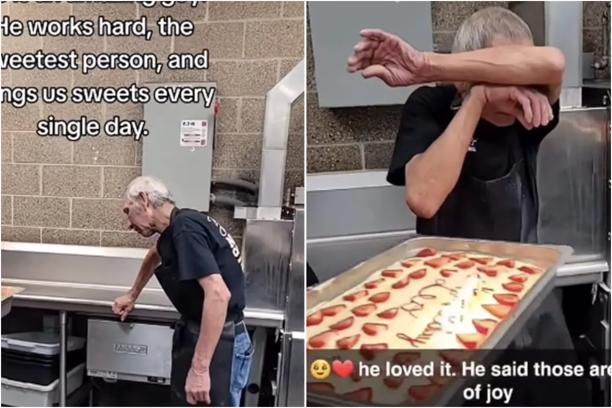 US restaurant employees surprises elderly colleague