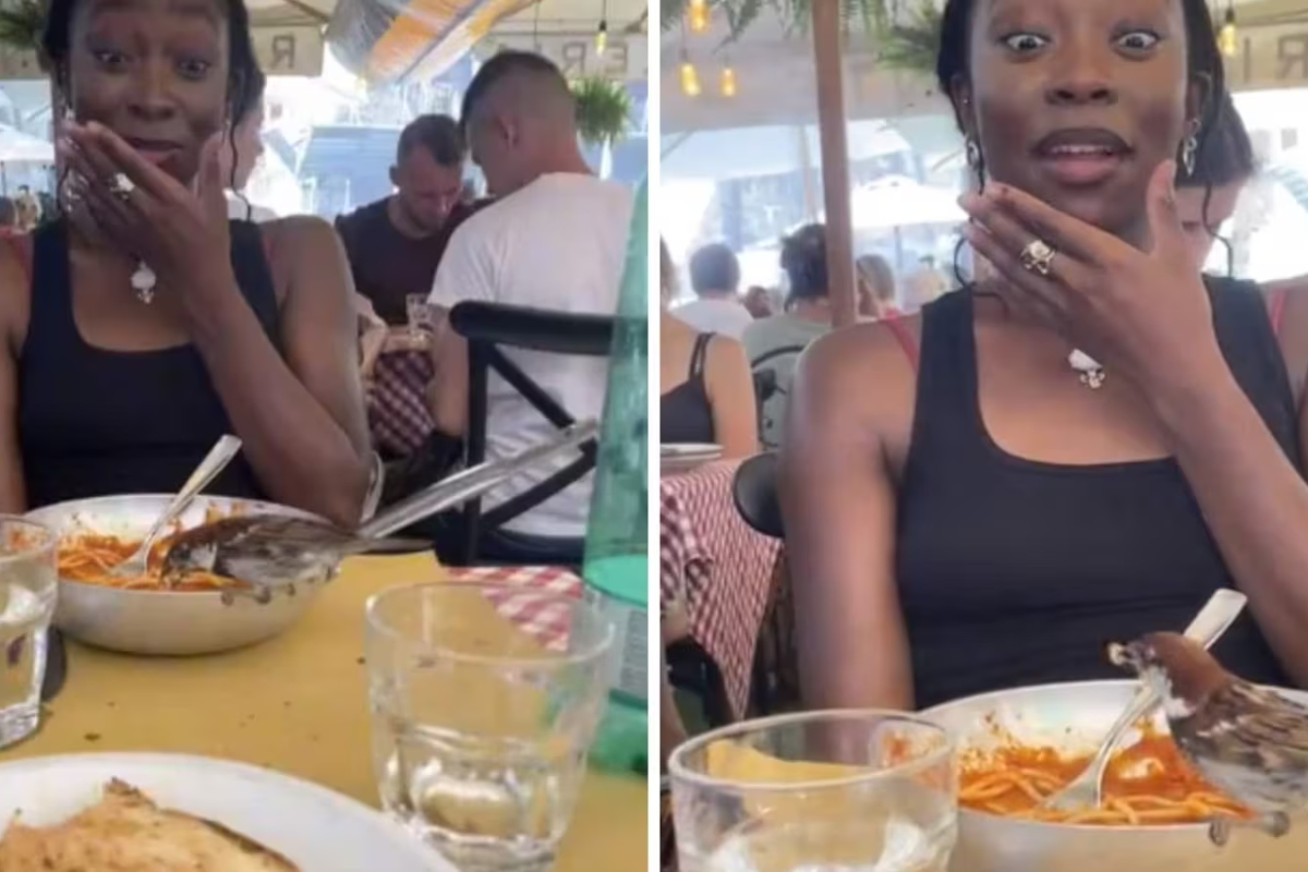 Woman's Pasta Plate Becomes Bird's Next Meal