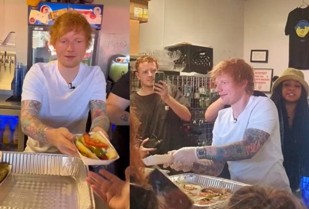 Ed Sheeran sells hotdogs before Chicago concert