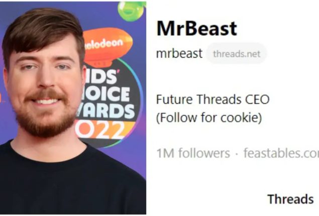 MrBeast breaks record for most followers on Threads app