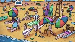 Seek and find puzzles: Find the ball on the beach in 7 seconds