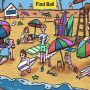 Seek and find puzzles: Find the ball on the beach in 7 seconds