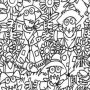 Can you find the hidden birdhouse in this picture of scarecrows?